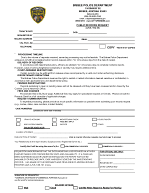 Arizona Public Records Request Form