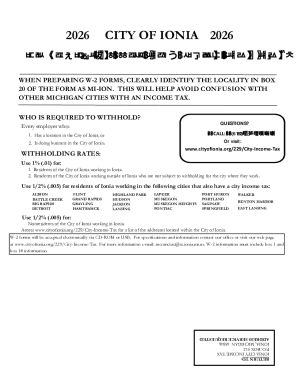 City of Ionia 2026 Employer Withholding Tax Forms