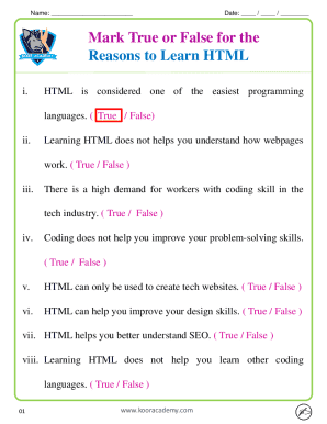 HTML Learning Assessment Form
