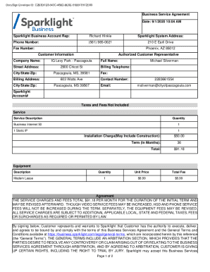 Sparklight Business Service Agreement