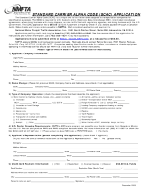 Standard Carrier Alpha Code Application
