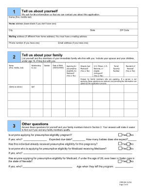 Nevada Medicaid Presumptive Eligibility Application