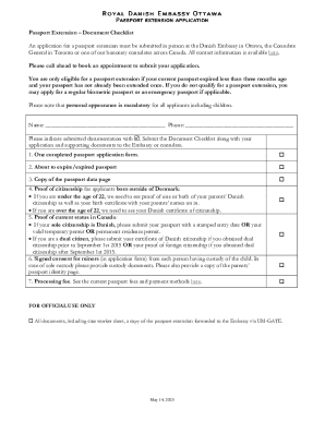Passport Extension Application Checklist