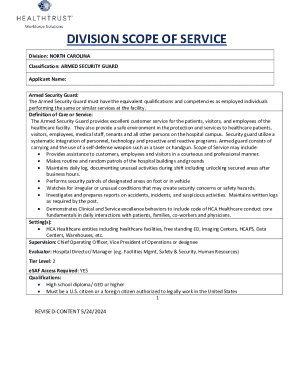 Armed Security Guard Scope of Service Form