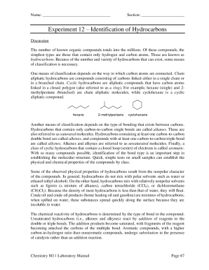 Chemistry Lab Report on Hydrocarbons