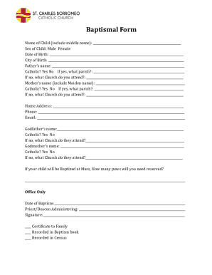 Baptismal Form