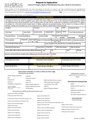 Clinical Privileges Application Form