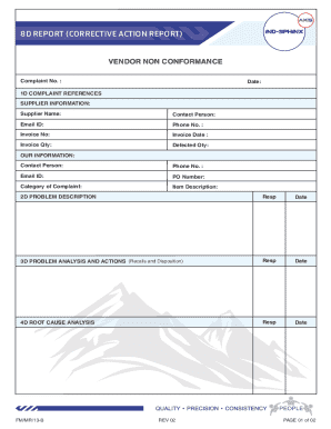8D Report Corrective Action Report