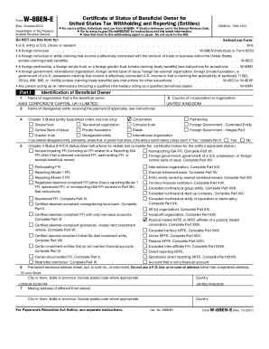 Form W-8BEN-E Certificate of Status of Beneficial Owner