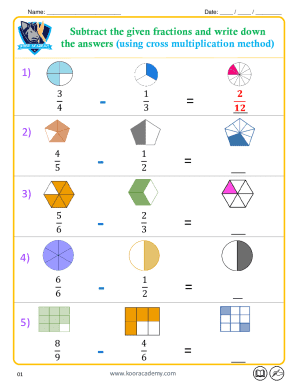 Fraction Subtraction Worksheet