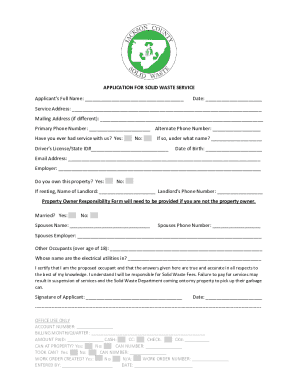 Application for Solid Waste Service