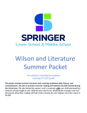 Summer Literature Packet