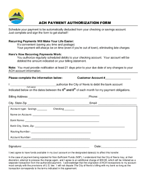 ACH Payment Authorization Form
