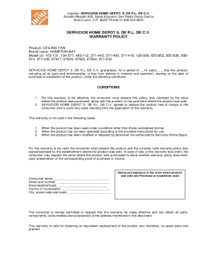 Home Depot Ceiling Fan Warranty Policy
