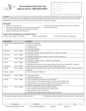 Nurse Initiated X-Ray Order Tool