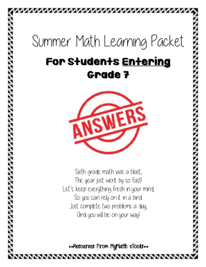 Grade 6 Summer Math Learning Packet