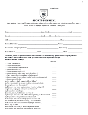 Sports Physical Form