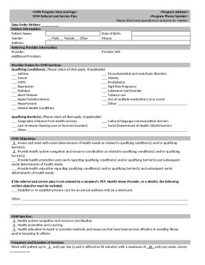 CHW Referral and Service Plan