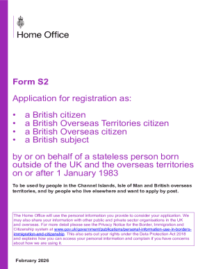 Form S2 Application for British Citizenship