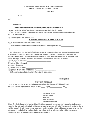 Notice of Confidential Information within Court Filing