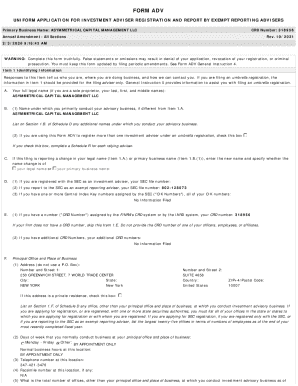 Form ADV Investment Adviser Registration