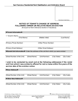 San Francisco Tenant Change of Address Form