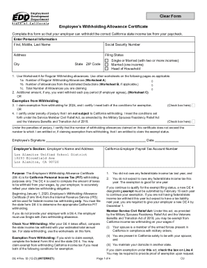 California Employee’s Withholding Allowance Certificate
