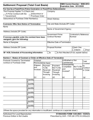 Settlement Proposal Form 1436