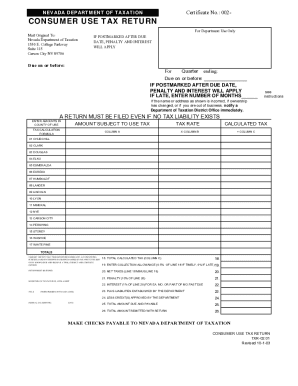 Nevada Consumer Use Tax Return