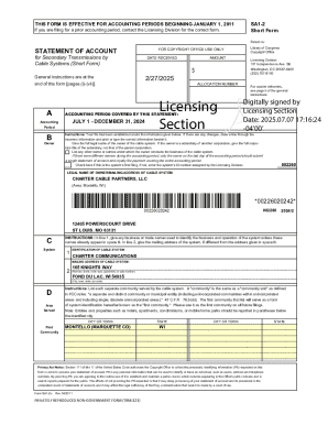 Cable System Copyright Statement of Account