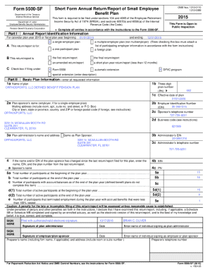 Form 5500-SF Short Form Annual Return