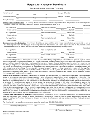 Request for Change of Beneficiary