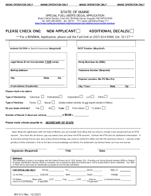 Maine Special Fuel User’s Decal Application