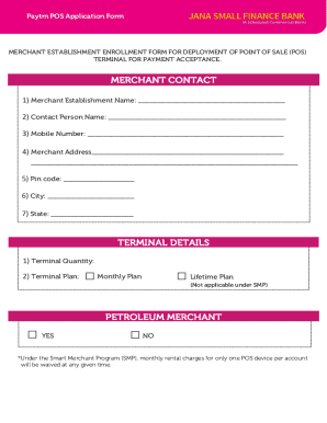 Paytm POS Application Form