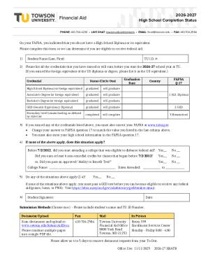 High School Completion Status Form