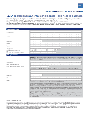American Express Corporate Programme SEPA Mandate Form