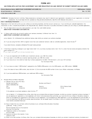 Form ADV Investment Adviser Registration