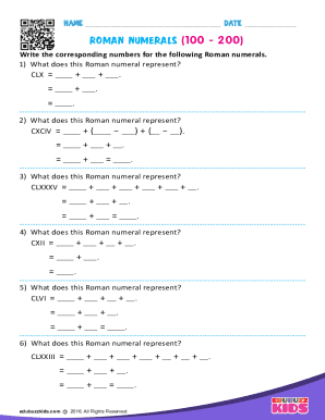 Roman Numerals Worksheet