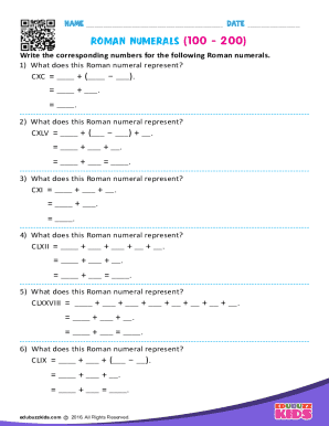 Roman Numerals Worksheet
