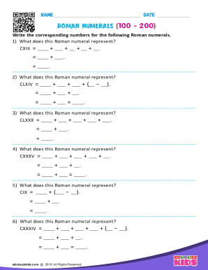 Roman Numerals Worksheet