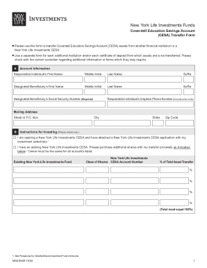 Coverdell Education Savings Account Transfer Form