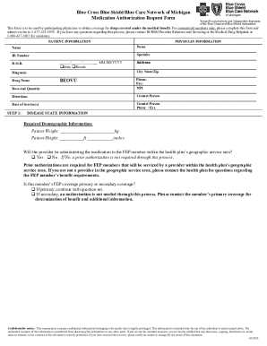 Blue Cross Blue Shield Medication Authorization Request Form