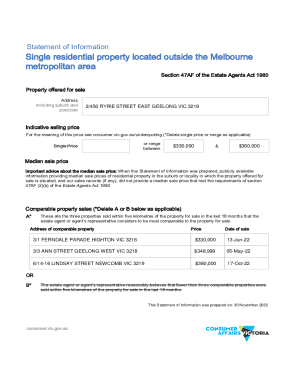 Statement of Information for Property Sale