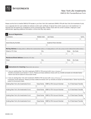 New York Life Investments SIMPLE IRA Transfer/Rollover Form