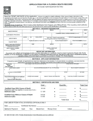 Florida Death Record Application