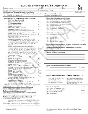 Psychology Degree Plan Form