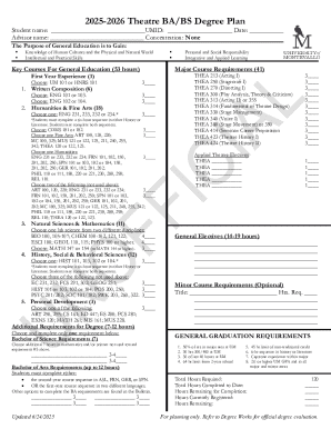 Theatre BA/BS Degree Plan Form