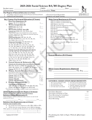 Social Science Degree Plan Form