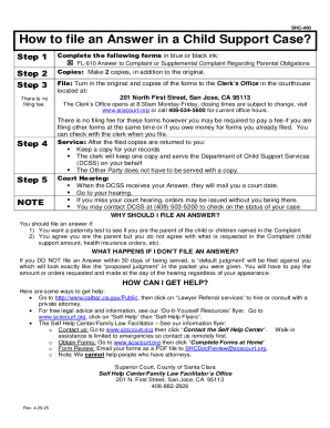 California Child Support Answer Form