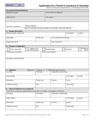 Application for a Permit to Construct or Demolish